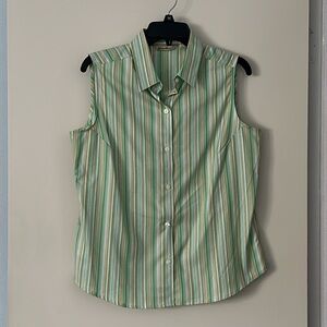 Eddie Bauer Stripe sleeveless collared top.